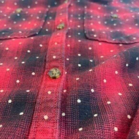 Burton  button down plaid polka dot long sleeve shirt size Large - Picture 7 of 9